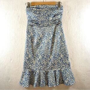 The LImited Strapless Mini Dress Sz 2‎ Blue Babydoll Ruched Beach Boho Celestial